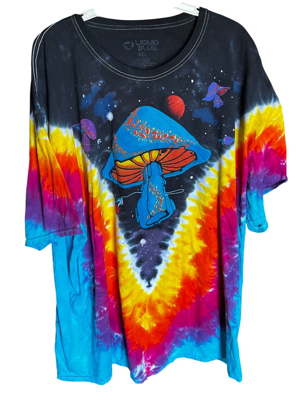 Liquid Blue Psychedelic Mushroom Tie-Dye Tee - Multicolor